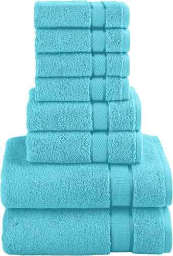 Elegant Comfort Juego de 8 toallas de algodón de alta calidad, incluye 4 toallas pequeñas, 2 toallas de mano y 2 toallas de baño, 100% algodón
