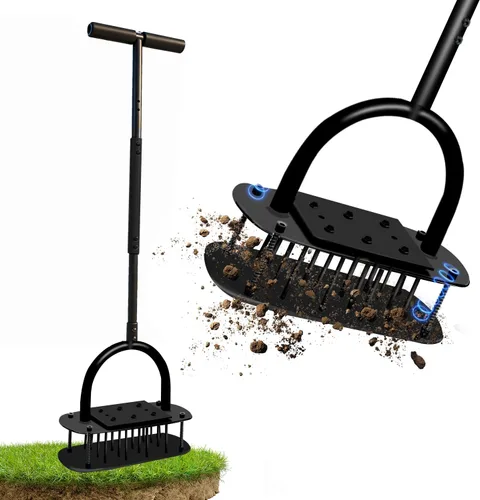 Miniatura 9 de Manual Core Aerator Lawn Tool, Lawn Aerator Tool with 4 Hollow Tines, Plug Aerator 3-Piece Easy Assembly, 45" Ergonomic Yard Grass Aerator for Lawn