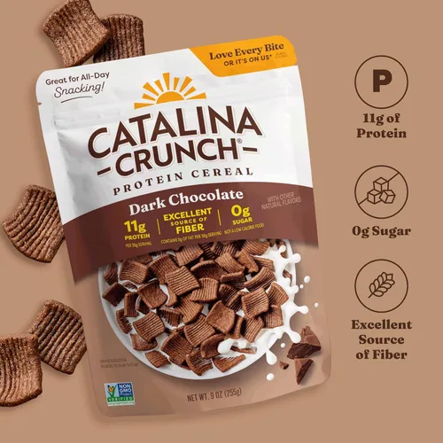 Miniatura 4 de Catalina Crunch Dark Chocolate - Cereal apto para dietas cetogénicas, bajo en carbohidratos, sin azúcar, gluten ni granos, snacks veganos