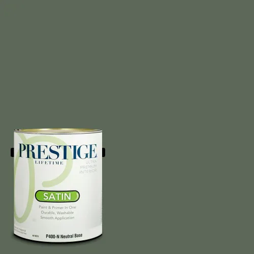 Miniatura 207 de Prestige Paints - Pintura exterior e imprimación en uno, 1 galón, plano, compatibilidad comparable con el color menta «Whipped Mint» de Behr