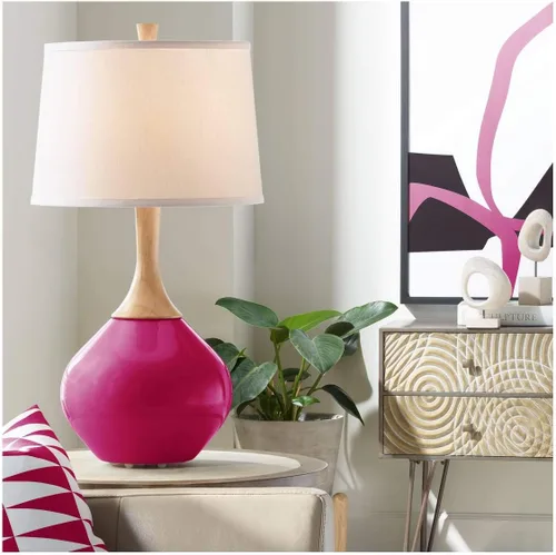 Miniatura 15 de Color + Plus Wexler 31" White Shade Mellow Coral Pink Table Lamp