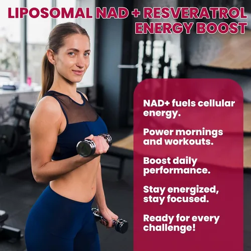 Miniatura 3 de Suplemento NAD liposomal - 1200mg de NAD+ en gotas líquidas para mujeres y hombres con resveratrol, extracto de pimienta negra - Apoyo