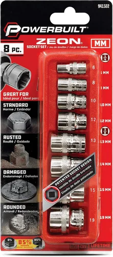Miniatura 4 de Powerbuilt 941322 Juego de 8 piezas de dados Zeon métricos, con uso para pernos y tuercas estándar, oxidados, redondeados, tamaño de 0.236 in a