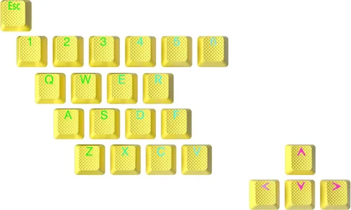 Miniatura 12 de Conjunto de teclas de goma Ranked Doble disparo translúcido Perfil OEM para teclado mecánico de juegos (Café Cuarzo, 23 teclas)