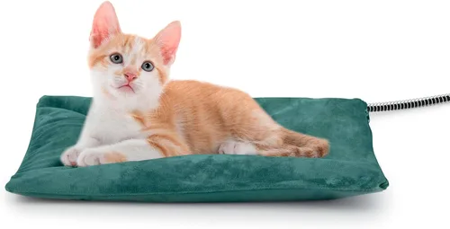Miniatura 11 de Cama térmica para gatos al aire libre, almohadilla térmica suave para mascotas con cable envuelto en acero, calentador exterior de mascotas para Gris