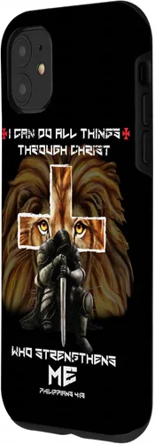 Miniatura 2 de Fundas para iPhone 11 Christian Phone Cases Men Bible Verse Philippians 4:13 Lion Case