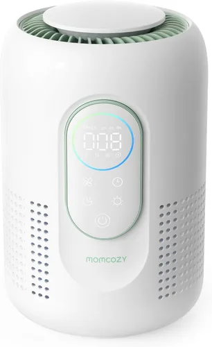 Momcozy Purificador de Aire para Guardería, Sistema de 4 Filtros con H13 HEPA y Carbón, Monitor de Calidad del Aire PM2.5 en Tiempo Real y Pantalla