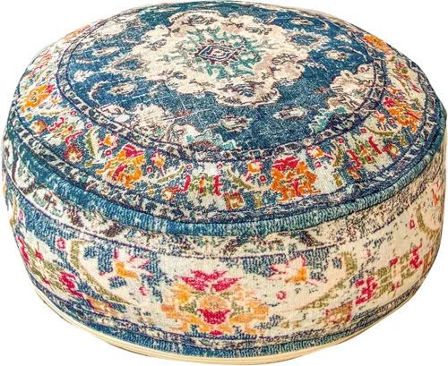 Funda de almohada marroquí para suelo, color azul, redondo, estilo bohemio, decoración de habitación, zona de estar marroquí, puf otomano perfecto