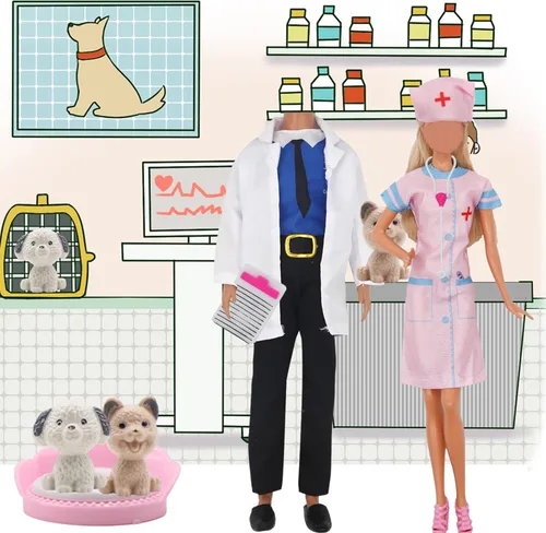 Miniatura 4 de ZTWEDEN 71 piezas de ropa de muñeca y accesorios para muñecas de 12 pulgadas y muñecas de niña, juego de cuidado de mascotas, incluye 25 prendas