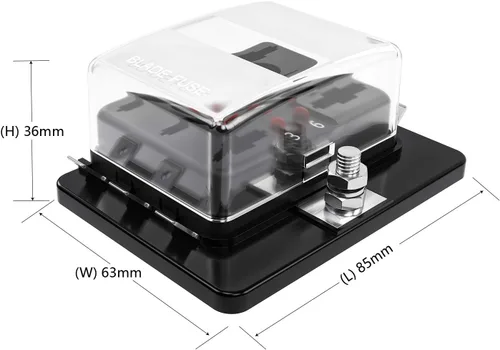 Miniatura 4 de Caja de fusibles de hoja de fusibles de 6 vías para autocaravana, caja de fusibles DC12~32V, 12V, indicador Jtron LED, bloque de fusibles