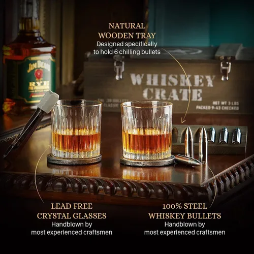 Miniatura 4 de Royal Reserve - Juego de regalo de piedras de whisky Bullet Vasos de bourbon hechos a mano, posavasos, caja – Regalos de whisky para hombres