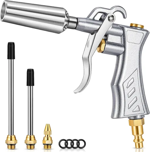 JASTIND Pistola de soplado de aire de alto volumen con potente boquilla Venturi, pistola de soplado de boquilla de aire ajustable de latón con 2
