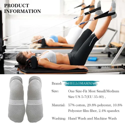 Miniatura 6 de Hellomamma Calcetines de yoga antideslizantes con agarres, calcetines de pilates y ballet para mujer