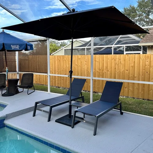 Miniatura 27 de PURPLE LEAF Juego de 2 tumbonas de aluminio para patio al aire libre con ruedas y mesa auxiliar, tumbona de piscina para jardín al aire libre, junto