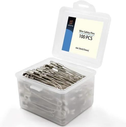 Miniatura 11 de 50 pasadores de seguridad, pasadores de seguridad de 3 pulgadas/2.992 in, acero niquelado de metal, accesorios de costura para ropa de bebé