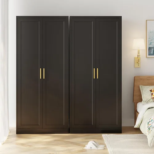 Miniatura 7 de Gabinete de metal para despensa de cocina, 71 pulgadas de alto x 28 pulgadas de ancho x 14 pulgadas de profundidad con 2 puertas y 4 estantes Negro