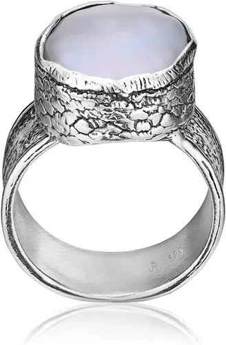Miniatura 5 de JEAN RACHEL JEWELRY Anillo de plata de ley 925 con perla de agua dulce, aspecto vintage, hipoalergénico, sin níquel ni plomo, colección de diseñador