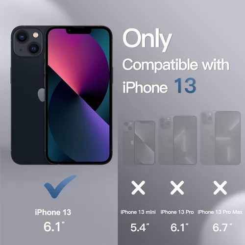 Miniatura 2 de JETech Funda para iPhone 13 de 6.1 pulgadas con protector de pantalla de vidrio templado integrado, protección resistente de cuerpo completo de 360