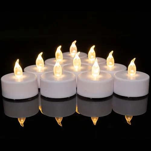 Velas de Té que Funcionan con Baterías: Paquete de 24 Velas Realistas y Brillantes con Parpadeo, Regalo Navideño, Velas Sin Llama, Velas de Té LED