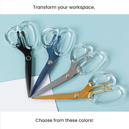 Miniatura 7 de OfficeGoods Tijeras acrílicas de acero inoxidable de 9 pulgadas para oficina y hogar, tijeras estéticas y afiladas multiusos, perfectas para coser