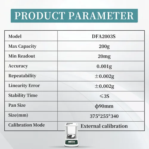 Miniatura 7 de Balanza Analítica Digital (Pantalla Dual) Alta Precisión 1mg 200g Escala de Laboratorio Calibración Externa para Farmacia Química Planta Química