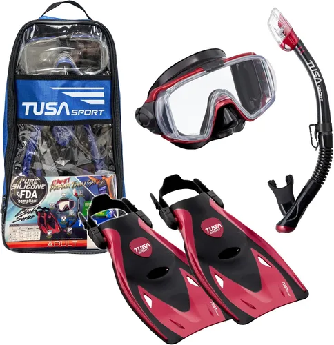 Miniatura 8 de TUSA Sport Black Series Visio Tri-Ex - Juego de máscara de viaje para adultos, esnórquel seco y aletas