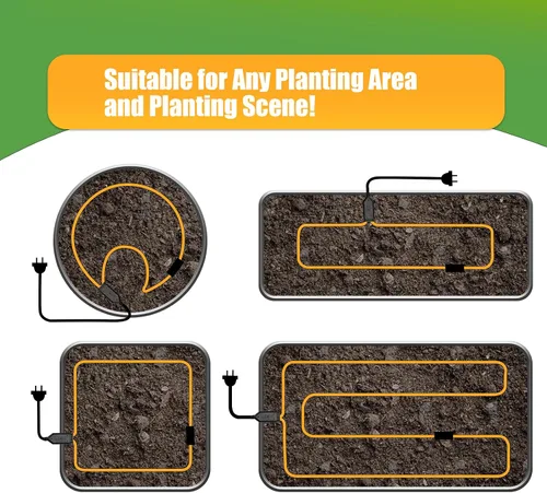 Miniatura 5 de Cable de calentamiento de suelo de 49 pies para plantas, termostato integrado para cultivo de semillas para interiores y exteriores, marcos fríos