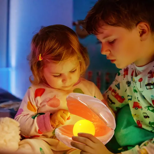 Miniatura 3 de DECHOUS Shell Pearl Night Light: LED cerámica rosa perla Shell luz escritorio mesita de noche lámpara de concha para dormitorio habitación de niños
