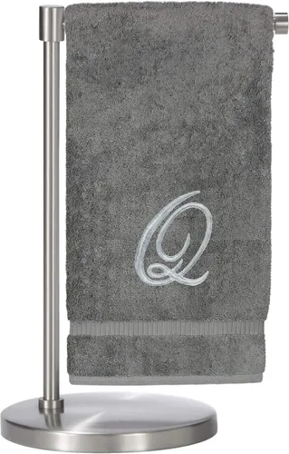 Miniatura 150 de Script R - Toalla de baño con monograma, regalo personalizado, 27 x 54 pulgadas, juego de 1 toalla bordada con texto dorado, 100% algodón turco