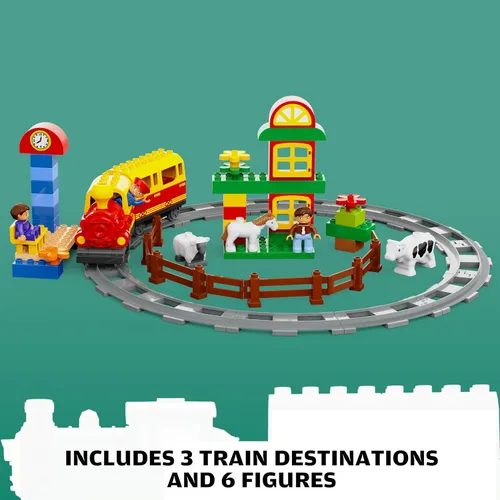Miniatura 4 de Juguetes de tren eléctrico con juego de animales de granja, juego de trenes de juguete para niños pequeños y niños con música, luces y pistas