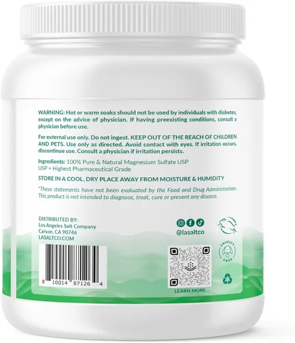 Miniatura 8 de Epsoothe - Tarro de sal de Epsom de 5 libras para baño y remojo y exfoliante para pies Sulfato de magnesio puro y natural USP Alivia