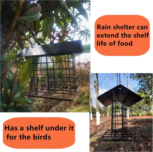 Miniatura 7 de Comedero para pájaros en sebo mejorado, a prueba de lluvia, para colgar al aire libre, para uso con pasteles de sebo, pasteles de semillas, pasteles