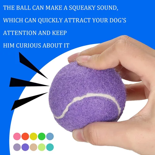 Miniatura 3 de Liliful 50 pelotas de tenis chirriantes para perros de 2.5 pulgadas para jugar con mascotas, perros medianos y grandes, pelotas para entrenamiento