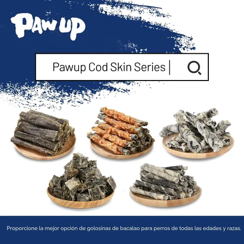 Miniatura 8 de Golosinas para perros PAWUP, piel de bacalao con Taurina, masticables de un ingrediente sin granos, rollos de piel de pescado ricos en Omega3, 8