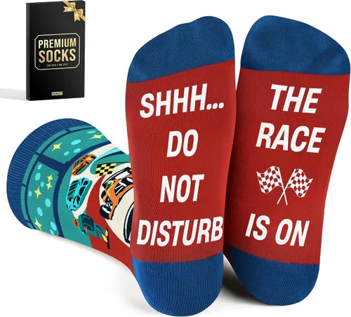 VICRAZY Coche de Carreras, Calcetines de Coche Deportivo para Hombres, Mujeres - Regalos de Fórmula 1, Calcetines de Carreras, Rellenos de Media