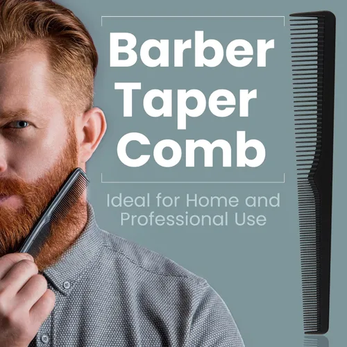 Miniatura 2 de Peines de barbero de fibra de carbono de alta calidad, paquete de 4, peine de barbero resistente al calor, 7.3 pulgadas, ideal para uso doméstico