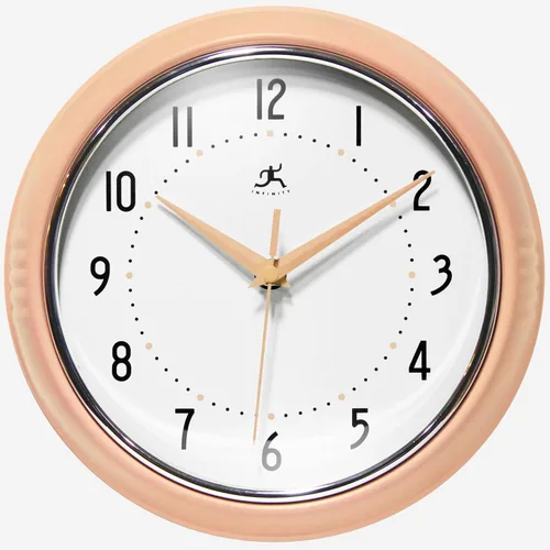 Miniatura 28 de Infinity Instruments Reloj de pared retro de 9 pulgadas, barrido silencioso, sin tictac, moderno, de mediados de siglo, para cocina, comedor