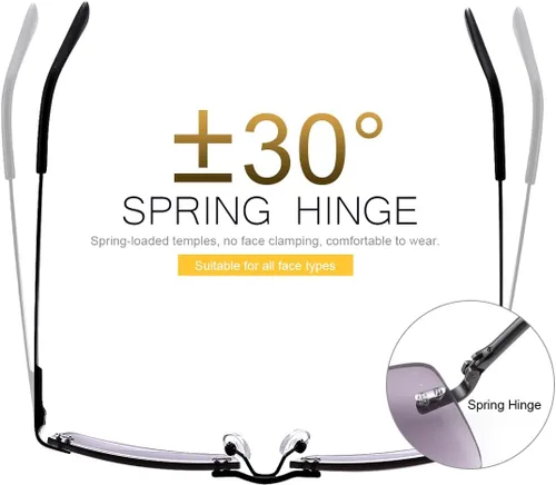 Miniatura 2 de YIMI Anteojos de lectura completos sin montura con protección UV, bisagra de resorte, lentes de sol anti luz azul, para hombres y mujeres, sin