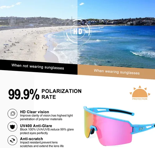 Miniatura 3 de FMY Gafas de sol polarizadas para ciclismo, lentes deportivos con protección UV400, para béisbol, correr, pescar, para hombres, mujeres y jóvenes