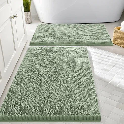 Miniatura 139 de Smiry Juego de 2 alfombras de baño, felpilla suave y absorbente, lavable a máquina, antideslizantes, para bañera, ducha y suelo