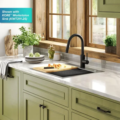 Miniatura 12 de KRAUS Oletto - Grifo de cocina extraíble con un solo mango con ensamble de montaje superior QuickDock en negro mate, KPF-2620MB