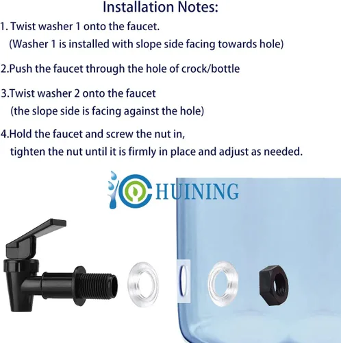 Miniatura 6 de HUI NING - Espiga de agua, grifo de plástico sin BPA, grifo de repuesto universal para cubo de 5 galones, barriles de vino, sistemas de filtración