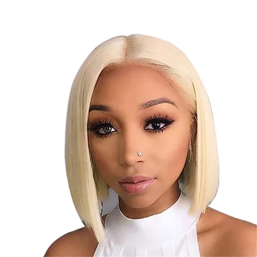 Andongnywell - Pelucas cortas de cabello lacio rubio estilo Bob para mujer, pelucas sintéticas resistentes al calor, para uso diario, fiestas,