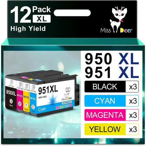 Miniatura 8 de Miss Deer Paquete combinado 950 951 XL, repuesto compatible para HP 950 951XL, funciona con Officejet Pro 8610 8600 8620 8630 8640 8100 8615 251dw