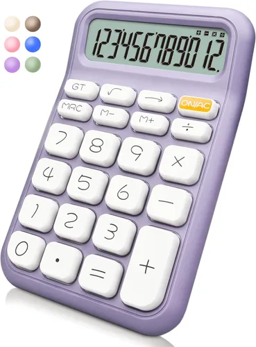 Miniatura 7 de Calculadora de Interruptor Mecánico, 10 Dígitos, Gran Pantalla LCD, Púrpura, Teclas Grandes, Estética