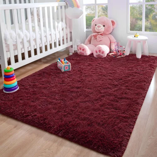 Miniatura 63 de Foxmas - Alfombra para centro de habitación, esponjosa y ultrasuave, para dormitorio, habitación de los niños, habitación del bebé, afelpada, Azul