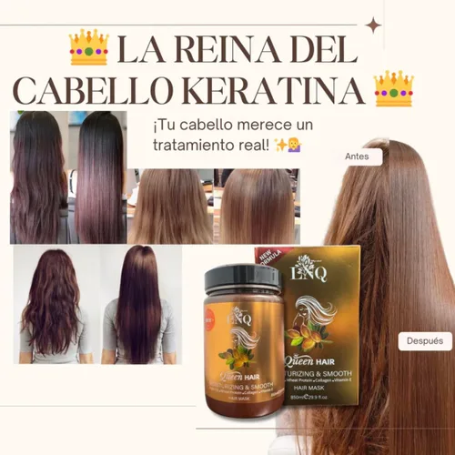 Keratina Capilar La Reina del Cabello – 28.7 fl oz – Con Argán, Colágeno, Proteína de Trigo y Vitamina E – Sin Sal ni Parabenos – Hidratación y