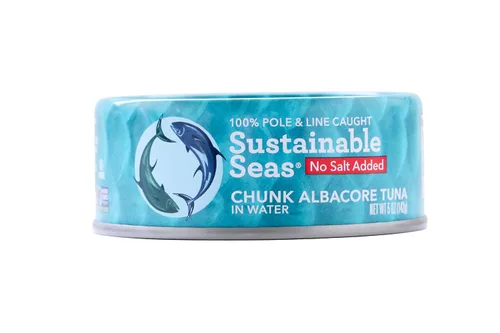 Miniatura 2 de Sustainable Seas, Trozos de atún blanco en agua, sin sal añadida, 5 onzas, probado con mercurio de terceros, 100% capturado de forma sostenible