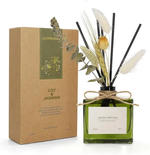 Miniatura 11 de Difusor de junco, 6.09 onzas, difusor de aroma a bosque cítrico con varillas y flores secas, difusor de 120 días de larga duración para el hogar