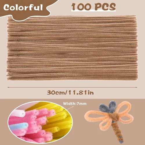 Miniatura 88 de Zlulary Juego de 100 limpiapipas de chenilla, de color sólido, para limpiar tuberías, manualidades, manualidades, decoración, tallos de felpilla Gris